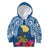 Custom Hawaii Lanai Island Kid Hoodie Hibiscus Turle and Map with Polynesian Spiral LT03 Blue - Polynesian Pride