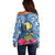 Custom Hawaii Lanai Island Off Shoulder Sweater Hibiscus Turle and Map with Polynesian Spiral LT03 - Polynesian Pride