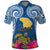 Custom Hawaii Lanai Island Polo Shirt Hibiscus Turle and Map with Polynesian Spiral LT03 Blue - Polynesian Pride