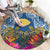 Custom Hawaii Lanai Island Round Carpet Hibiscus Turle and Map with Polynesian Spiral LT03 - Polynesian Pride