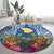 Custom Hawaii Lanai Island Round Carpet Hibiscus Turle and Map with Polynesian Spiral LT03 - Polynesian Pride