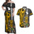 Hawaii Lanai Island Couples Matching Off Shoulder Maxi Dress and Hawaiian Shirt Hawaiian Warrior and Kakau Symbols Abstract Tattoo LT03 Yellow - Polynesian Pride