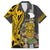 Hawaii Lanai Island Family Matching Long Sleeve Bodycon Dress and Hawaiian Shirt Hawaiian Warrior and Kakau Symbols Abstract Tattoo LT03 Dad's Shirt - Short Sleeve Yellow - Polynesian Pride