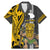 Hawaii Lanai Island Family Matching Mermaid Dress and Hawaiian Shirt Hawaiian Warrior and Kakau Symbols Abstract Tattoo LT03 Dad's Shirt - Short Sleeve Yellow - Polynesian Pride