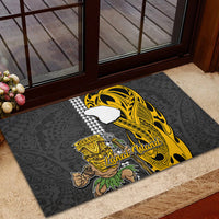 Hawaii Lanai Island Rubber Doormat Hawaiian Warrior and Kakau Symbols Abstract Tattoo LT03 - Polynesian Pride