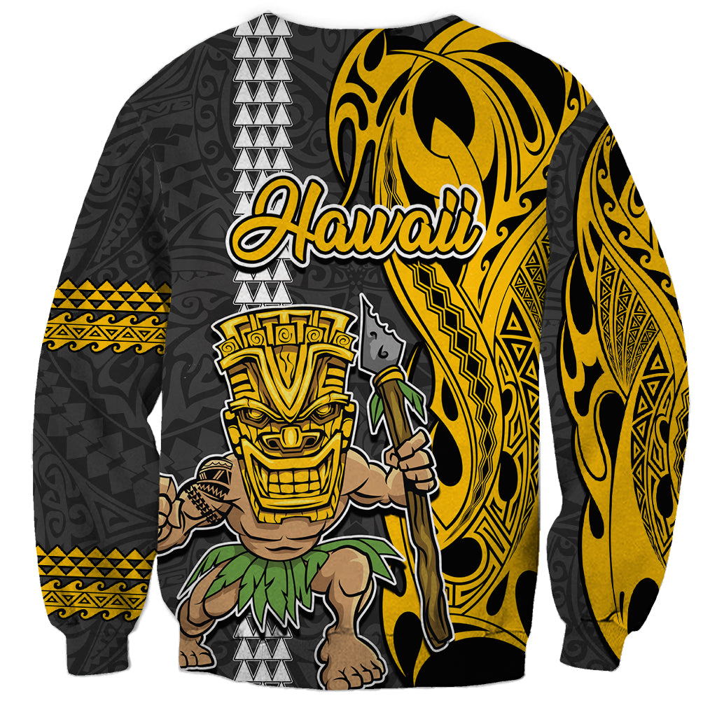 Hawaii Lanai Island Sweatshirt Hawaiian Warrior and Kakau Symbols Abstract Tattoo LT03 - Polynesian Pride