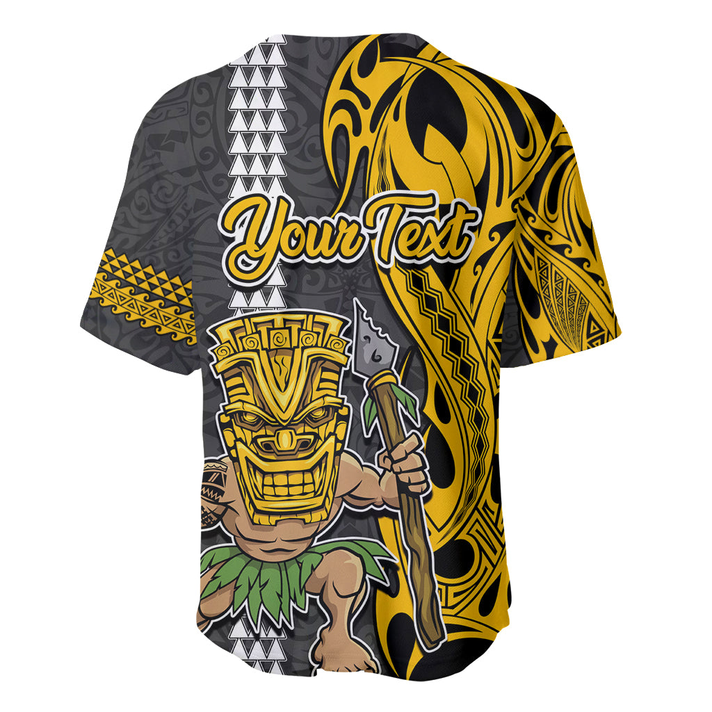 Custom Hawaii Lanai Island Baseball Jersey Hawaiian Warrior and Kakau Symbols Abstract Tattoo LT03 - Polynesian Pride