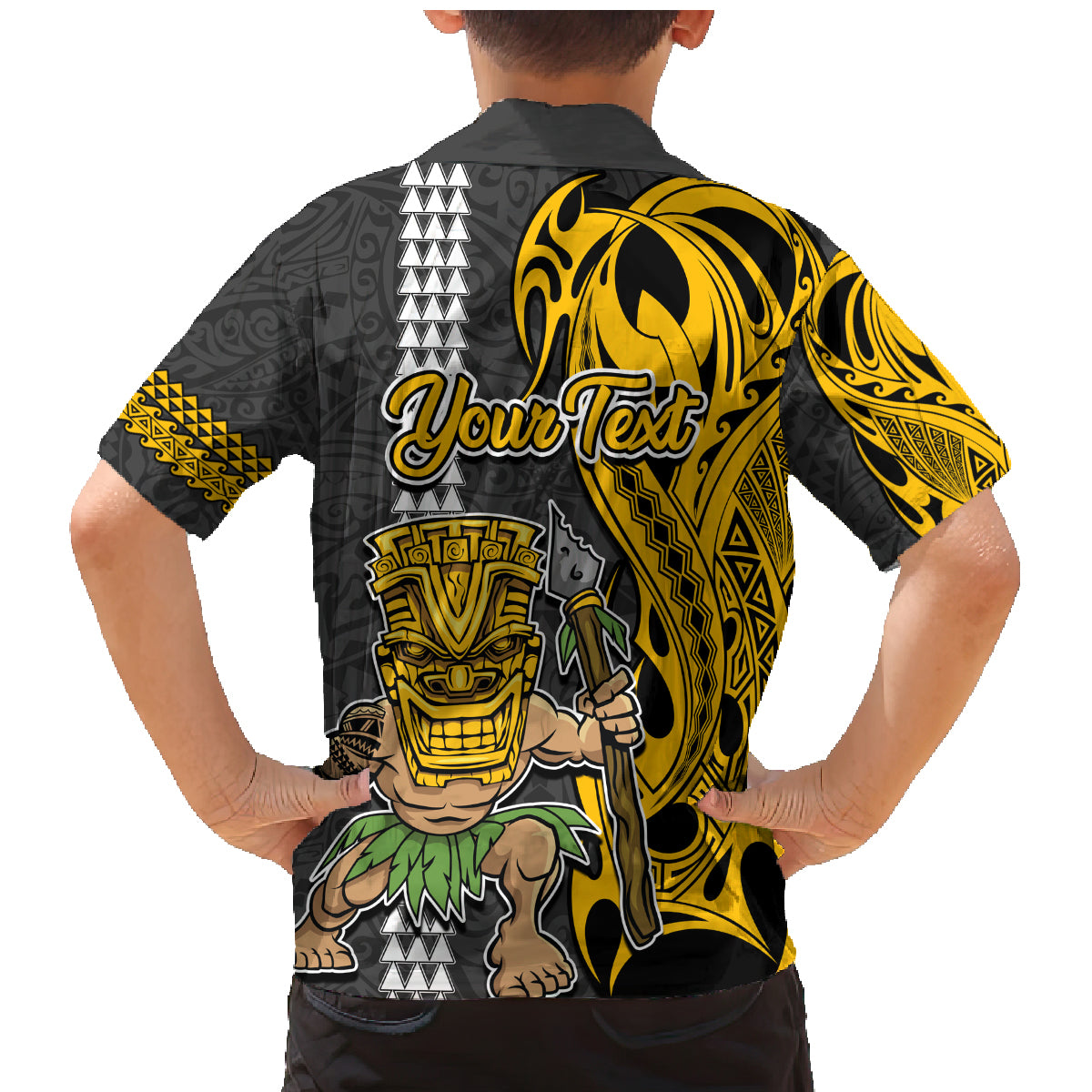 Custom Hawaii Lanai Island Family Matching Mermaid Dress and Hawaiian Shirt Hawaiian Warrior and Kakau Symbols Abstract Tattoo LT03 - Polynesian Pride