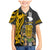 Custom Hawaii Lanai Island Family Matching Mermaid Dress and Hawaiian Shirt Hawaiian Warrior and Kakau Symbols Abstract Tattoo LT03 Son's Shirt Yellow - Polynesian Pride