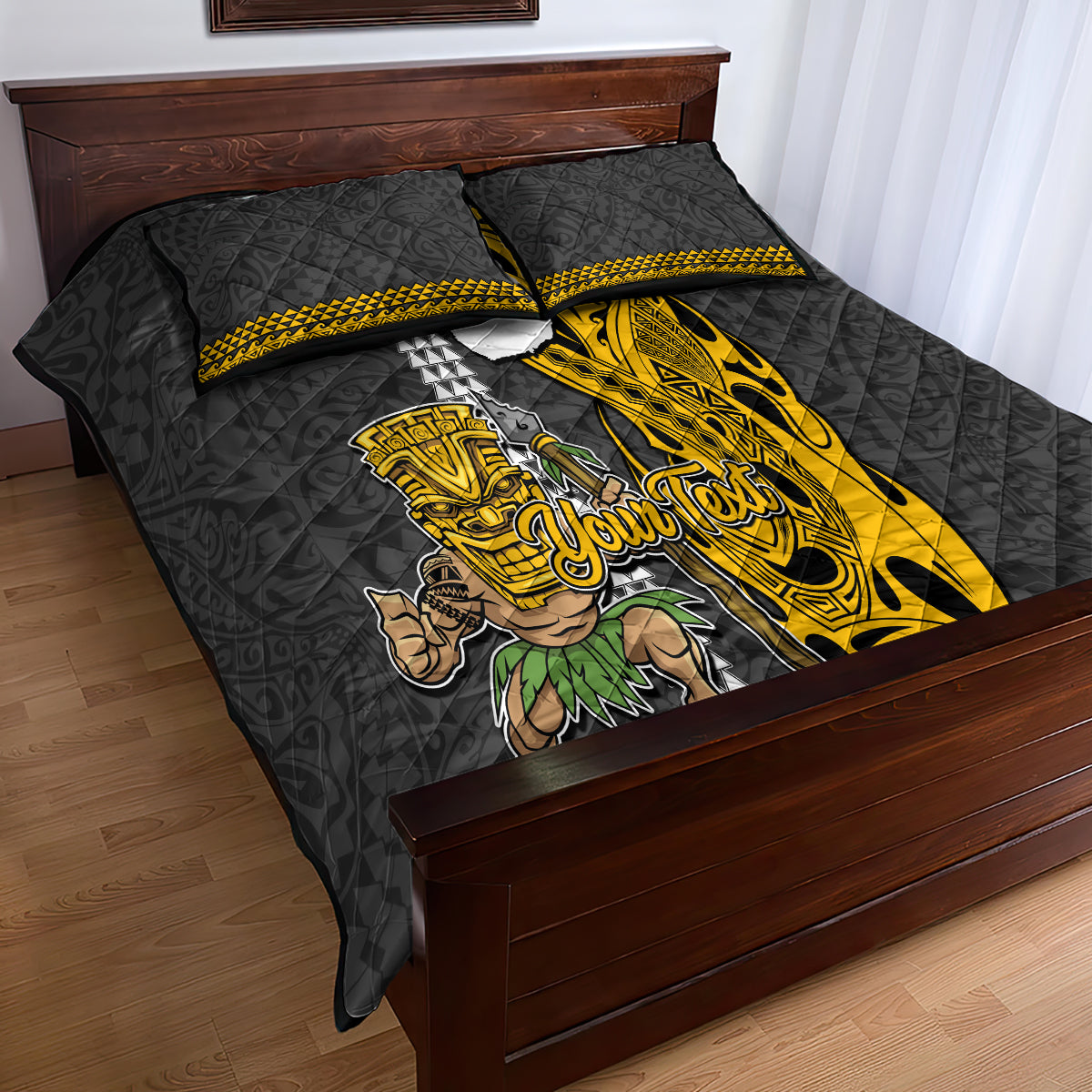 Custom Hawaii Lanai Island Quilt Bed Set Hawaiian Warrior and Kakau Symbols Abstract Tattoo LT03 - Polynesian Pride