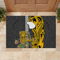 Custom Hawaii Lanai Island Rubber Doormat Hawaiian Warrior and Kakau Symbols Abstract Tattoo LT03 - Polynesian Pride
