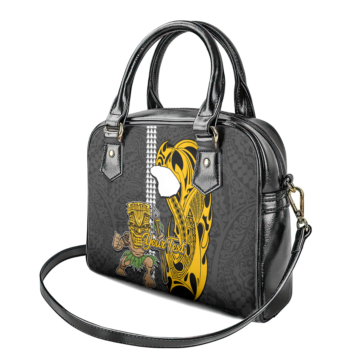 Custom Hawaii Lanai Island Shoulder Handbag Hawaiian Warrior and Kakau Symbols Abstract Tattoo LT03 - Polynesian Pride