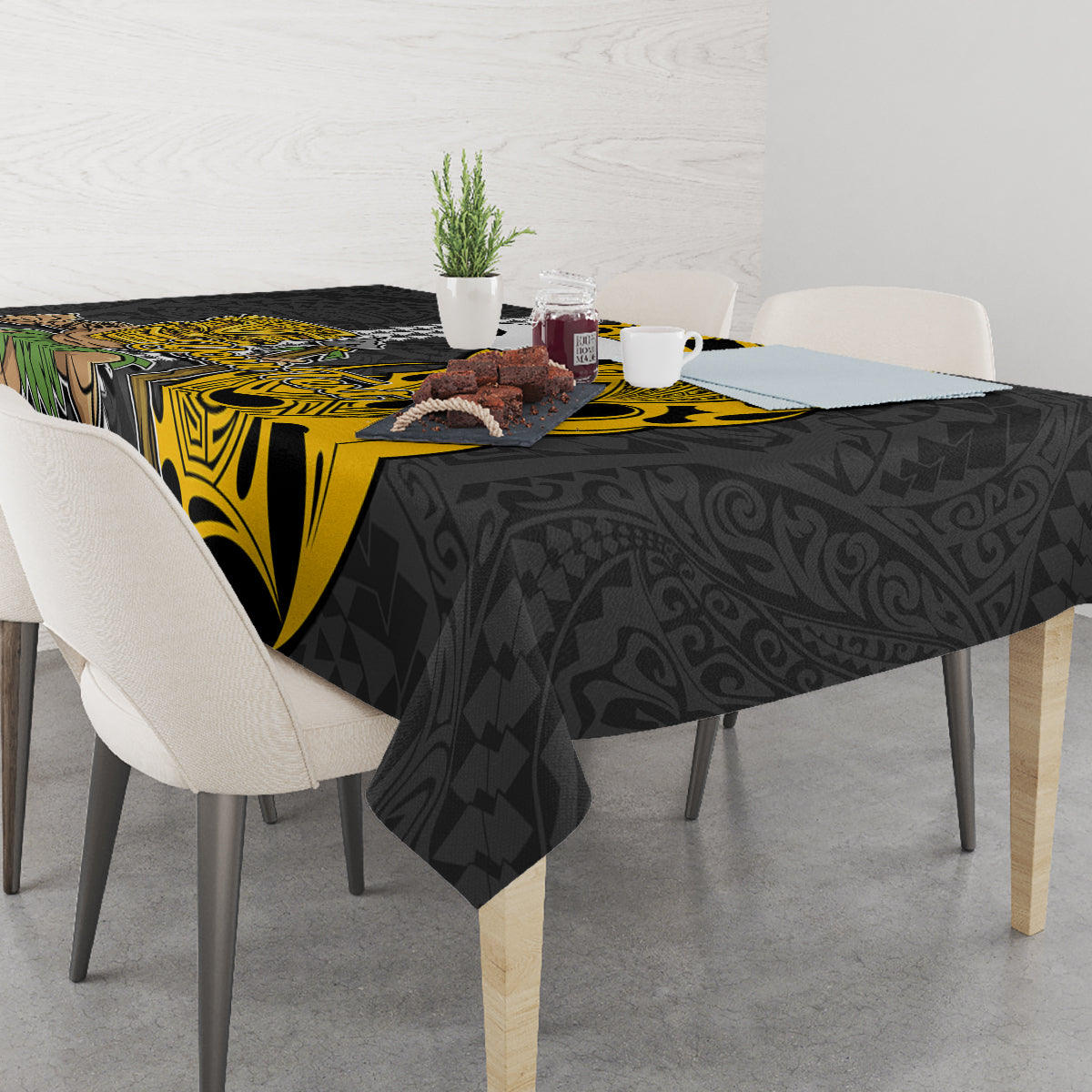 Custom Hawaii Lanai Island Tablecloth Hawaiian Warrior and Kakau Symbols Abstract Tattoo LT03 - Polynesian Pride