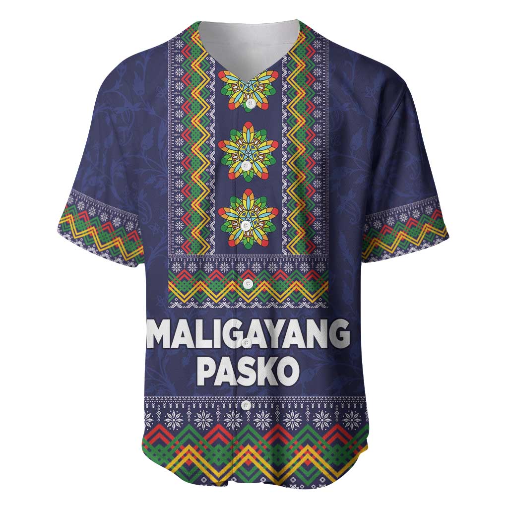 Philippines Merry Christmas Baseball Jersey Maligayang Pasko with Parol and Xmas Pattern Barong Style