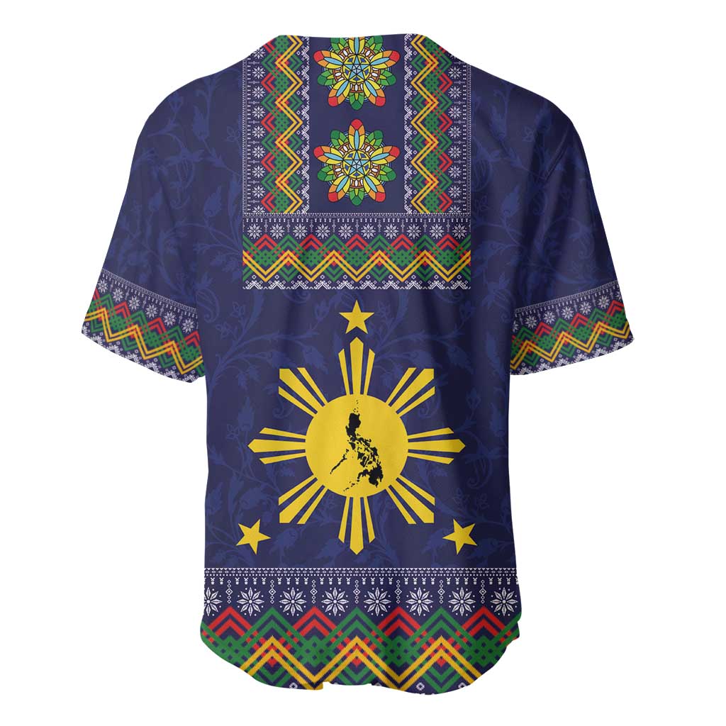 Philippines Merry Christmas Baseball Jersey Maligayang Pasko with Parol and Xmas Pattern Barong Style