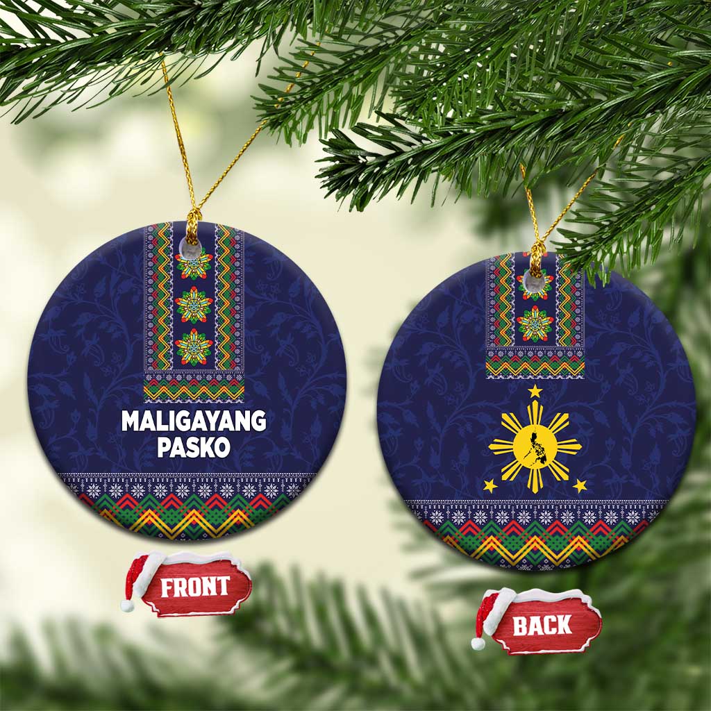 Philippines Merry Christmas Ceramic Ornament Maligayang Pasko with Parol and Xmas Pattern Barong Style