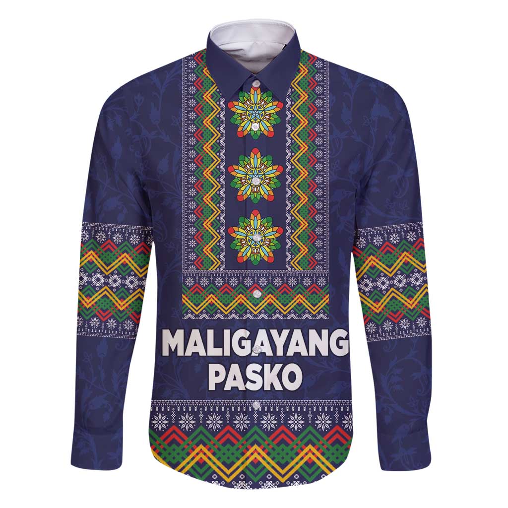 Philippines Merry Christmas Family Matching Long Sleeve Bodycon Dress and Hawaiian Shirt Maligayang Pasko with Parol and Xmas Pattern Barong Style