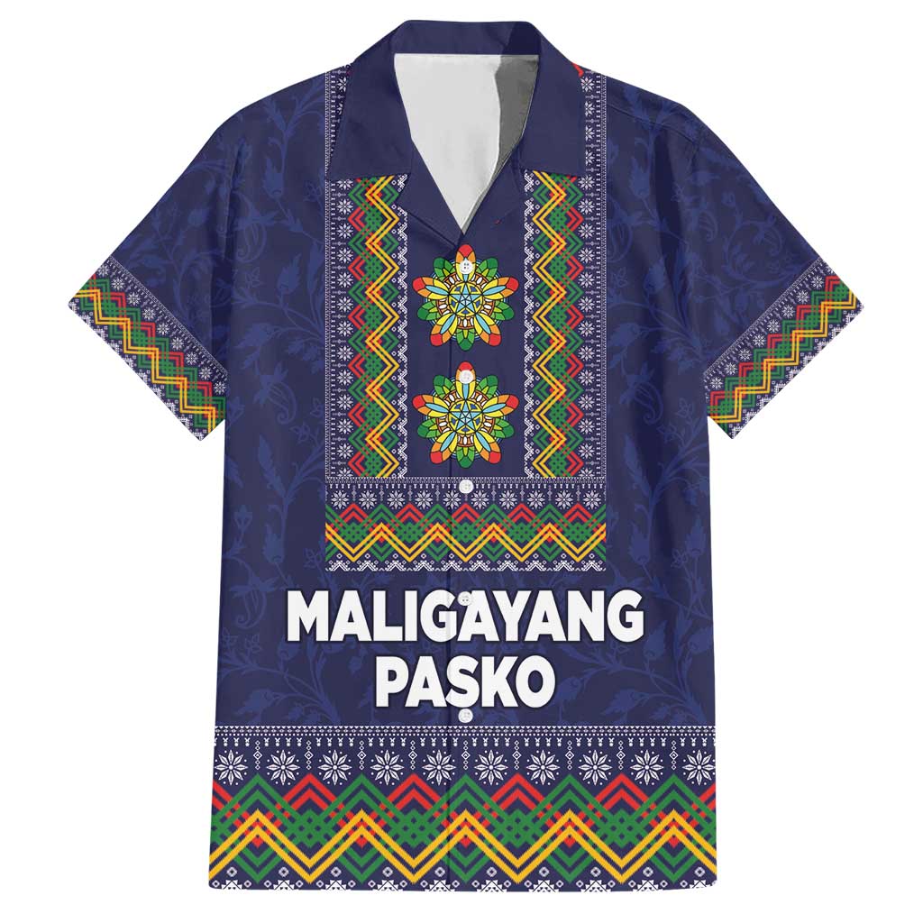 Philippines Merry Christmas Hawaiian Shirt Maligayang Pasko with Parol and Xmas Pattern Barong Style