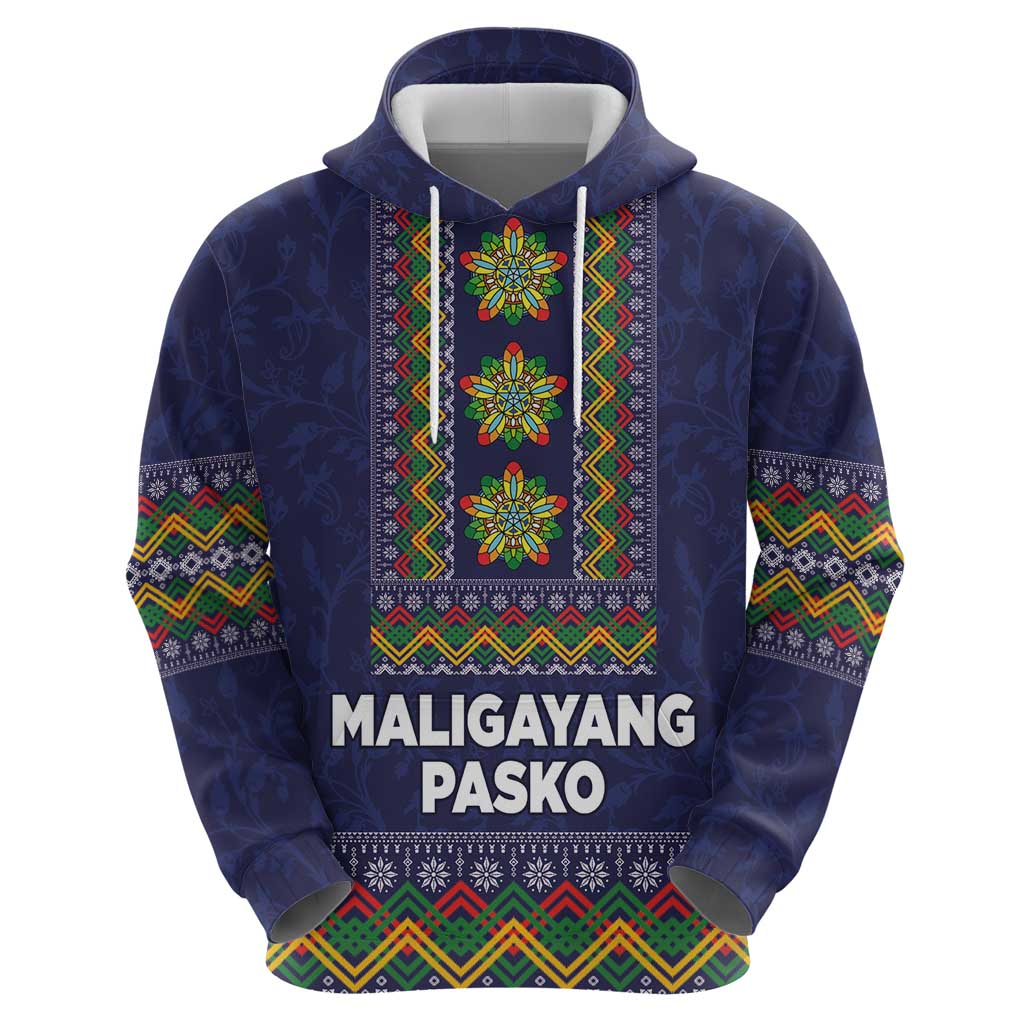 Philippines Merry Christmas Hoodie Maligayang Pasko with Parol and Xmas Pattern Barong Style