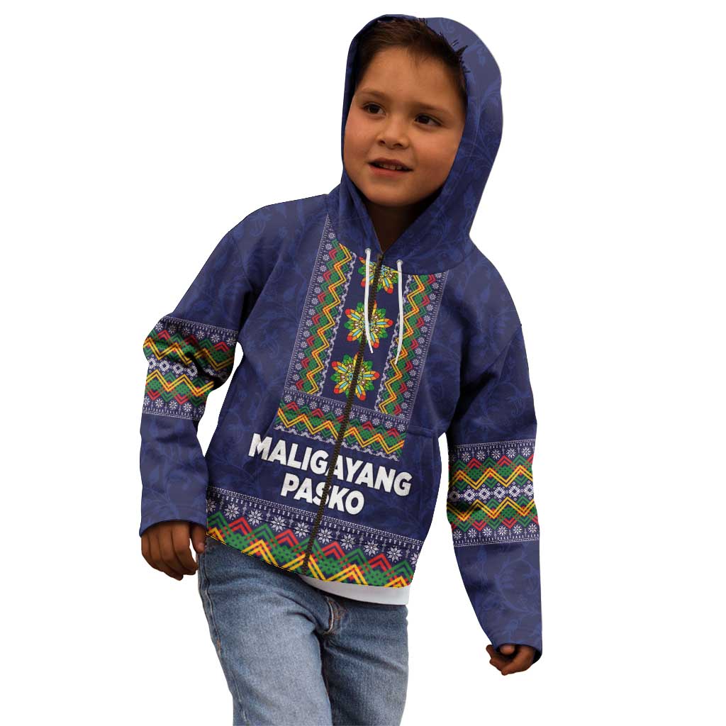Philippines Merry Christmas Kid Hoodie Maligayang Pasko with Parol and Xmas Pattern Barong Style