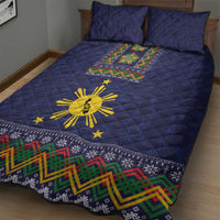 Philippines Merry Christmas Quilt Bed Set Maligayang Pasko with Parol and Xmas Pattern Barong Style