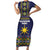 Philippines Merry Christmas Short Sleeve Bodycon Dress Maligayang Pasko with Parol and Xmas Pattern Barong Style