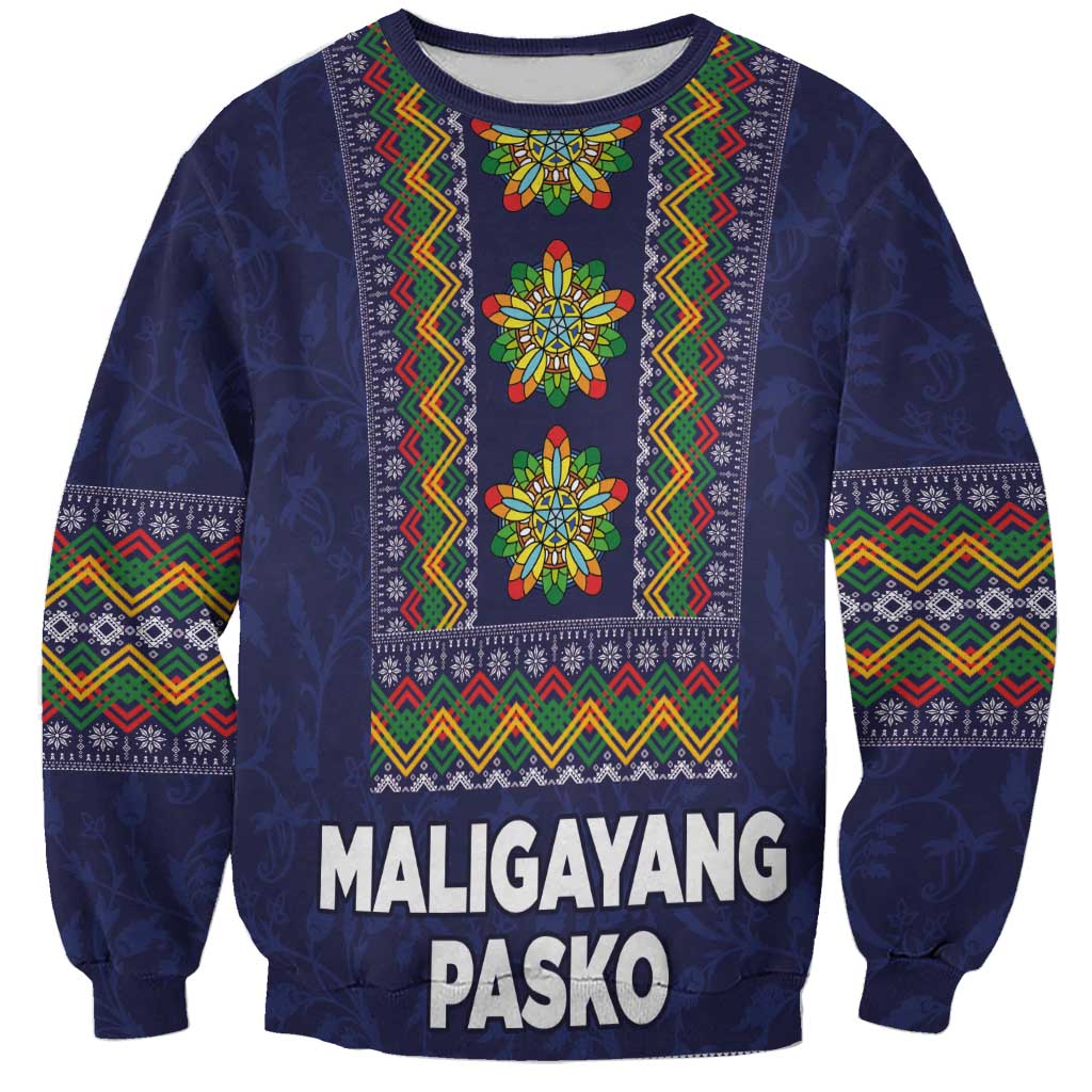 Philippines Merry Christmas Sweatshirt Maligayang Pasko with Parol and Xmas Pattern Barong Style