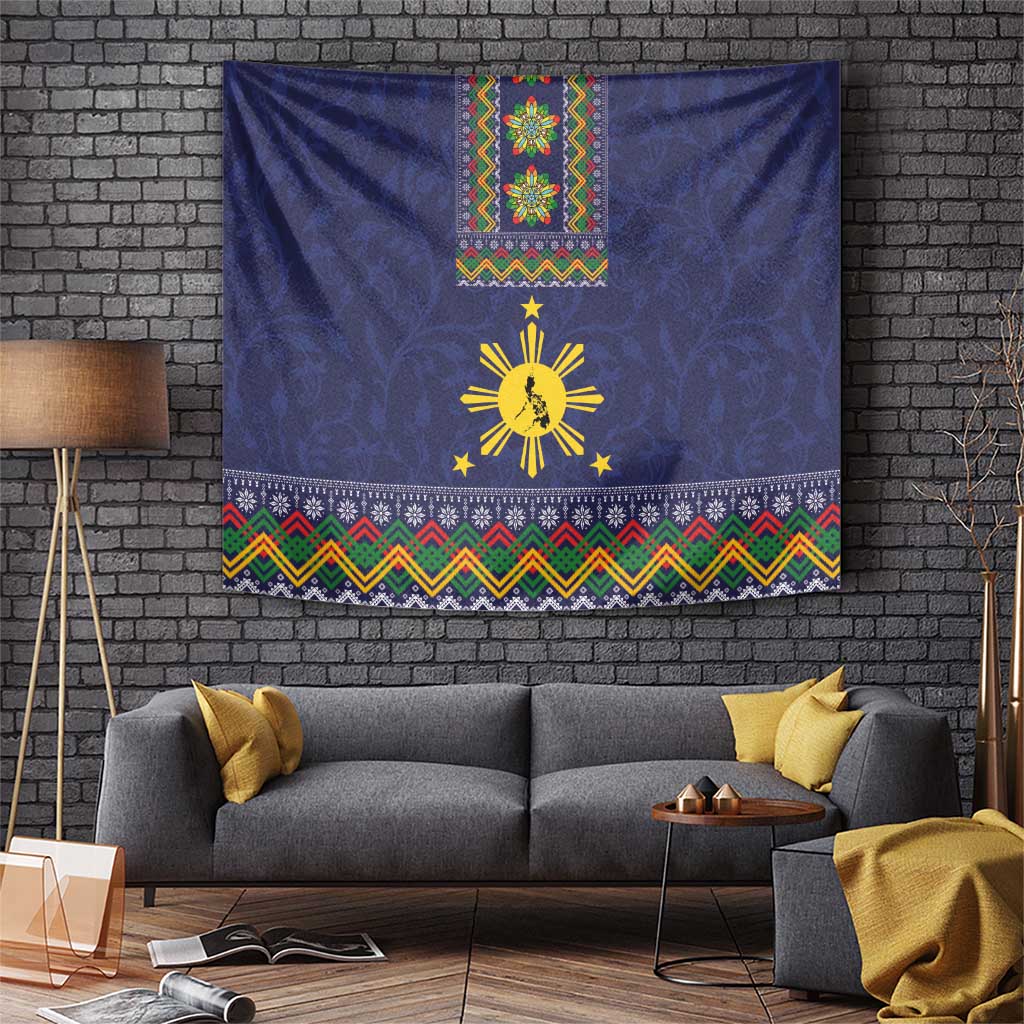 Philippines Merry Christmas Tapestry Maligayang Pasko with Parol and Xmas Pattern Barong Style