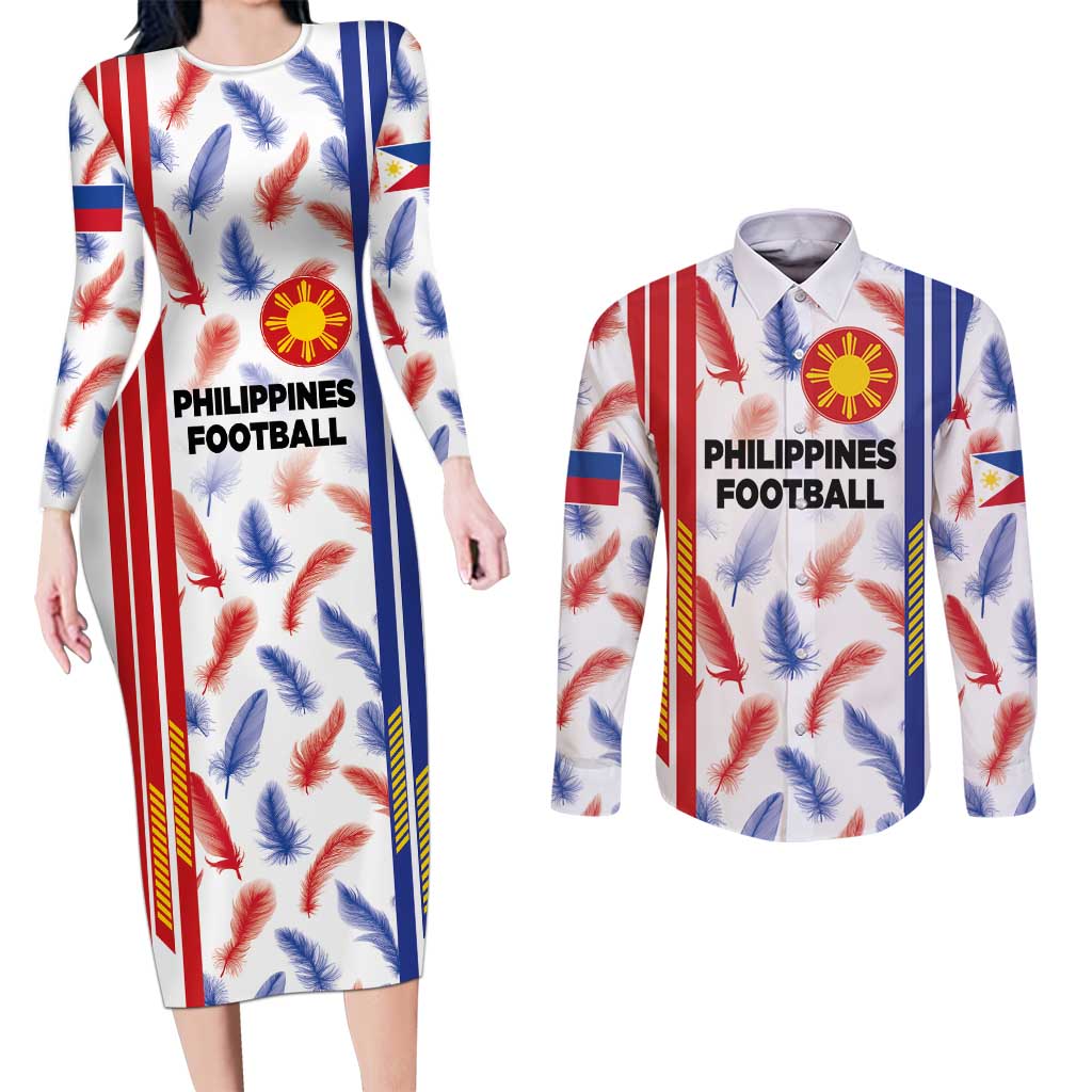 Custom Philippines Champions Football Jersey Couples Matching Long Sleeve Bodycon Dress and Long Sleeve Button Shirt