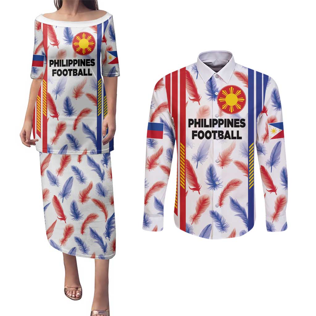 Custom Philippines Champions Football Jersey Couples Matching Puletasi and Long Sleeve Button Shirt