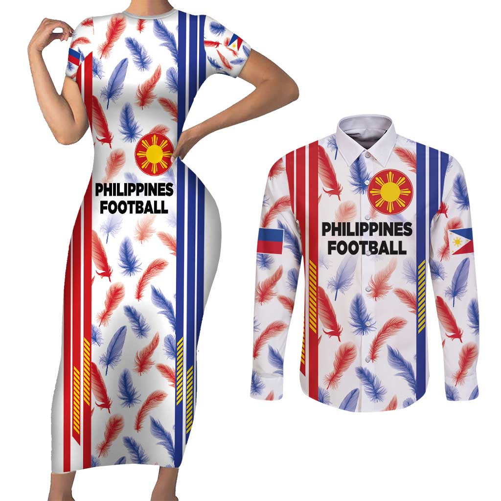 Custom Philippines Champions Football Jersey Couples Matching Short Sleeve Bodycon Dress and Long Sleeve Button Shirt