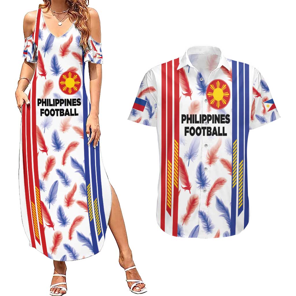 Custom Philippines Champions Football Jersey Couples Matching Summer Maxi Dress and Hawaiian Shirt