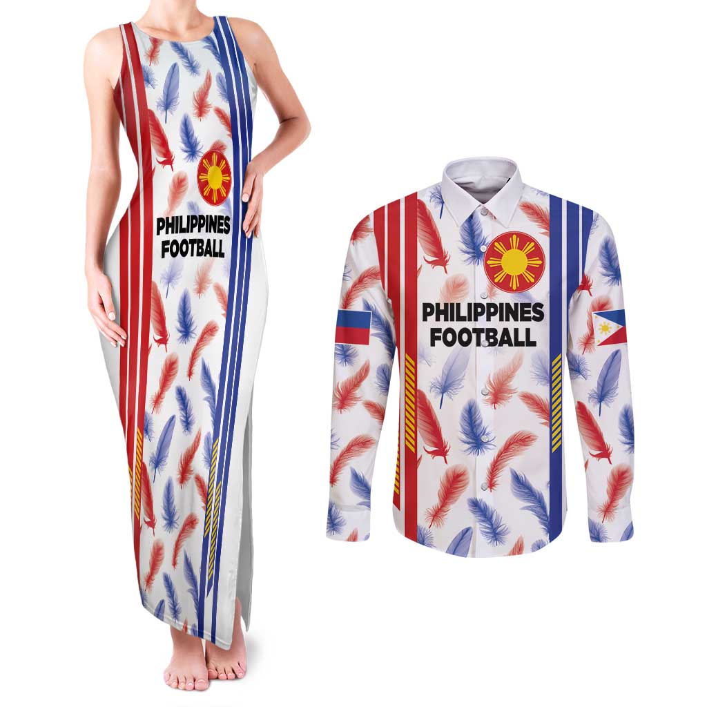 Custom Philippines Champions Football Jersey Couples Matching Tank Maxi Dress and Long Sleeve Button Shirt