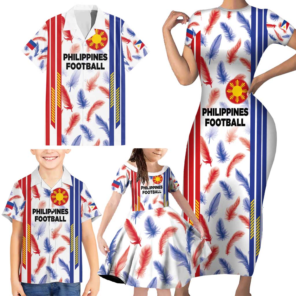 Custom Philippines Champions Football Jersey Family Matching Short Sleeve Bodycon Dress and Hawaiian Shirt