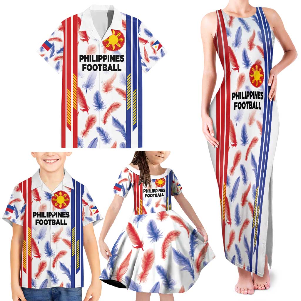 Custom Philippines Champions Football Jersey Family Matching Tank Maxi Dress and Hawaiian Shirt