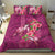 Hawaiian Turtle Love Couple Bedding Set - Sweet Hibiscus and Kakau Pattern Rose Color