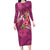 Hawaiian Turtle Love Couple Family Matching Long Sleeve Bodycon Dress and Hawaiian Shirt - Sweet Hibiscus and Kakau Pattern Rose Color
