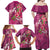 Hawaiian Turtle Love Couple Family Matching Off Shoulder Maxi Dress and Hawaiian Shirt - Sweet Hibiscus and Kakau Pattern Rose Color