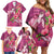 Hawaiian Turtle Love Couple Family Matching Off Shoulder Short Dress and Hawaiian Shirt - Sweet Hibiscus and Kakau Pattern Rose Color