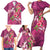 Hawaiian Turtle Love Couple Family Matching Short Sleeve Bodycon Dress and Hawaiian Shirt - Sweet Hibiscus and Kakau Pattern Rose Color