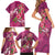 Hawaiian Turtle Love Couple Family Matching Short Sleeve Bodycon Dress and Hawaiian Shirt - Sweet Hibiscus and Kakau Pattern Rose Color