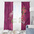 Hawaiian Turtle Love Couple Window Curtain - Sweet Hibiscus and Kakau Pattern Rose Color