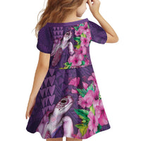 Hawaiian Turtle Love Couple Family Matching Mermaid Dress and Hawaiian Shirt - Sweet Hibiscus and Kakau Pattern Deep Purple Color