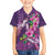 Hawaiian Turtle Love Couple Family Matching Off Shoulder Short Dress and Hawaiian Shirt - Sweet Hibiscus and Kakau Pattern Deep Purple Color