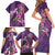 Hawaiian Turtle Love Couple Family Matching Short Sleeve Bodycon Dress and Hawaiian Shirt - Sweet Hibiscus and Kakau Pattern Deep Purple Color