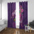 Hawaiian Turtle Love Couple Window Curtain - Sweet Hibiscus and Kakau Pattern Deep Purple Color