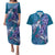 Hawaiian Turtle Love Couple Couples Matching Puletasi and Hawaiian Shirt - Sweet Hibiscus and Kakau Pattern Sapphire Color