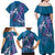 Hawaiian Turtle Love Couple Family Matching Off Shoulder Maxi Dress and Hawaiian Shirt - Sweet Hibiscus and Kakau Pattern Sapphire Color