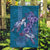 Hawaiian Turtle Love Couple Garden Flag - Sweet Hibiscus and Kakau Pattern Sapphire Color