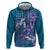 Hawaiian Turtle Love Couple Hoodie - Sweet Hibiscus and Kakau Pattern Sapphire Color